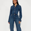 Women's Casual Long-sleeve Denim Jumpsuit