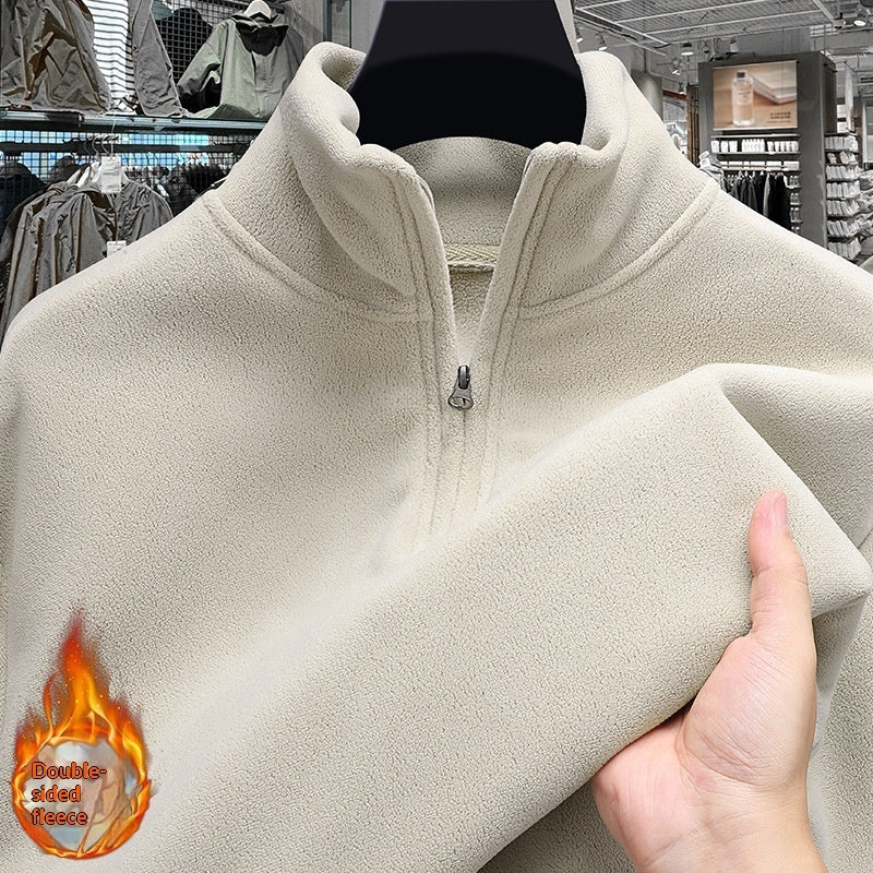 Men's Half-Zip Stand-Up Collar Polar Fleece Sweater