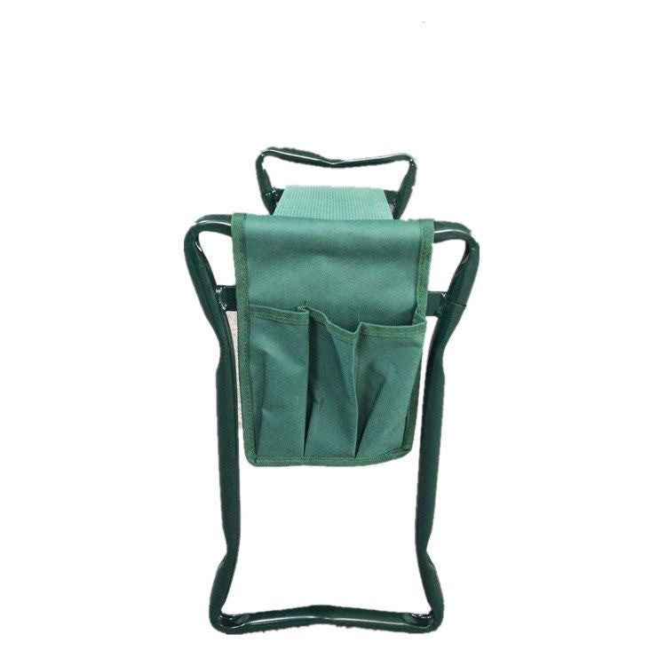 Foldable Outdoor Lawn Bench Chair With Tool Pouch Garden Rest TRENDFLOW