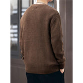 Vintage-style, Relaxed-fit, Thickened Vertical-striped Workwear Pullover Sweater TRENDFLOW