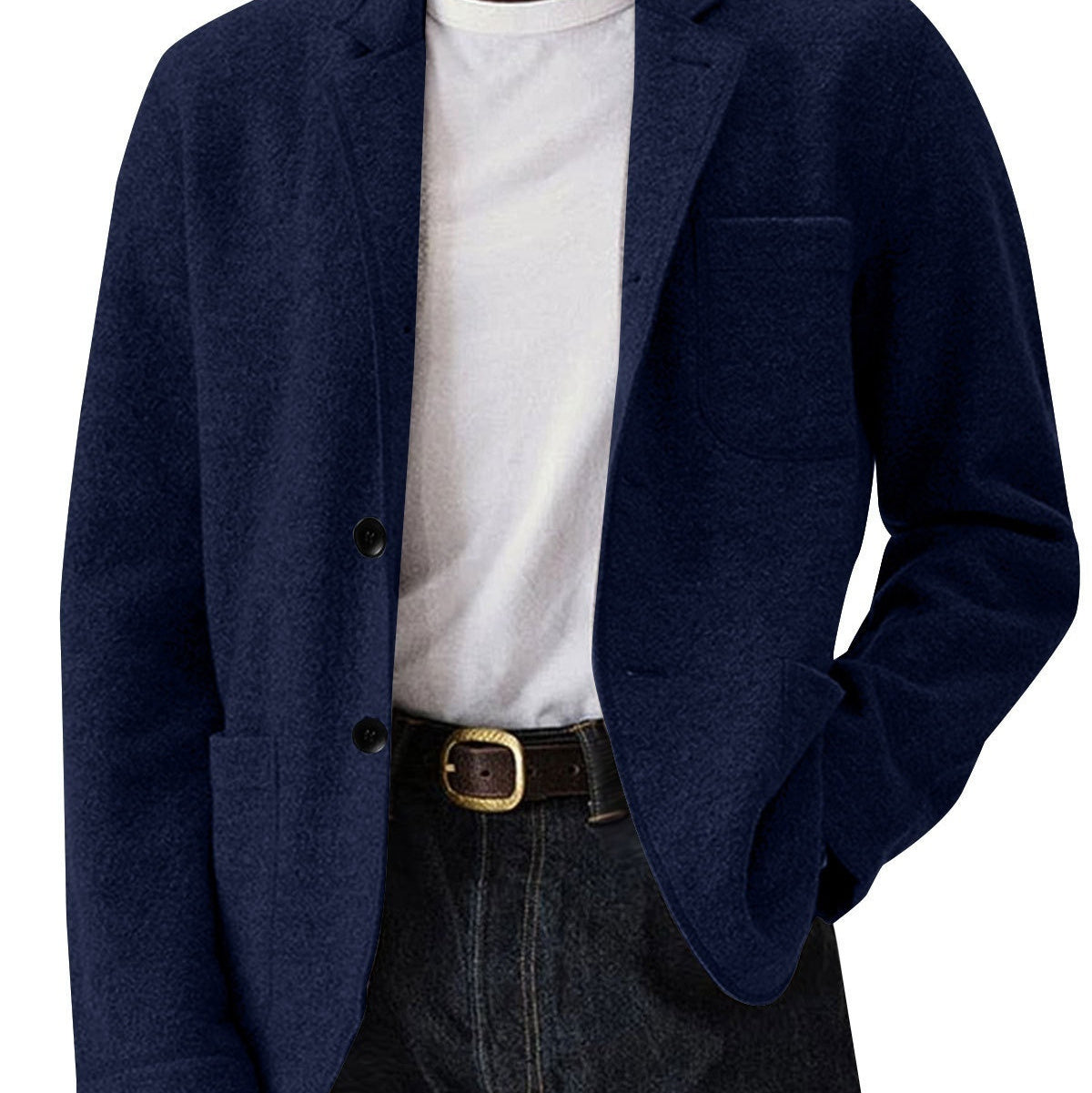 Men's Solid-Color Casual All-Match Wool Coat