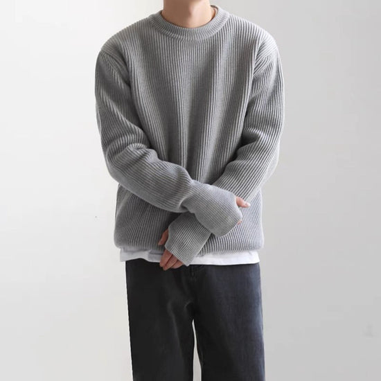 Wool Sweater Foreign Trade Gray Black Round Neck Loose Pullover Knitwear Unisex TRENDFLOW