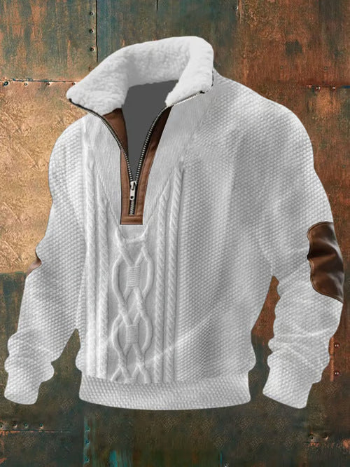 Men's Hooded Sweatshirt With Fur Collar Trendy Digital Print Slim Fit