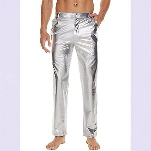 Shiny Disco Pants Wet Party Dance Straight Pants