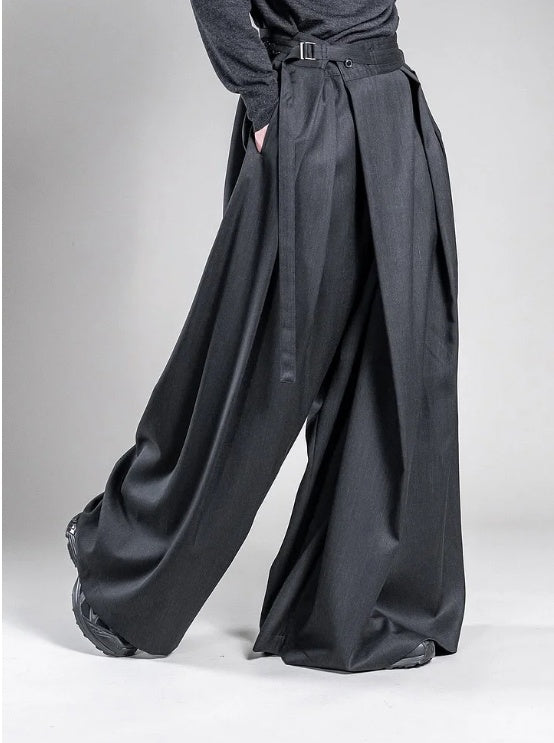 Men's Fashion Pleated Belted Trousers