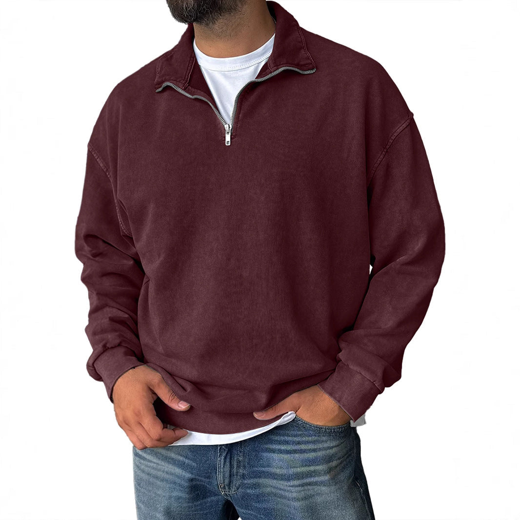 New Stand Collar Loose Drop Shoulder Men&