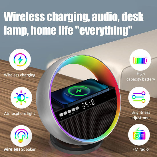 2024 New Multifunction RGB Night Light Wireless Charger Bluetooth-compatible Speaker Large G Ambience Light Home Decor TRENDFLOW
