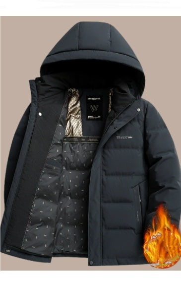 Middle-aged And Elderly Men's Winter Short Hooded Thick Warm Coat