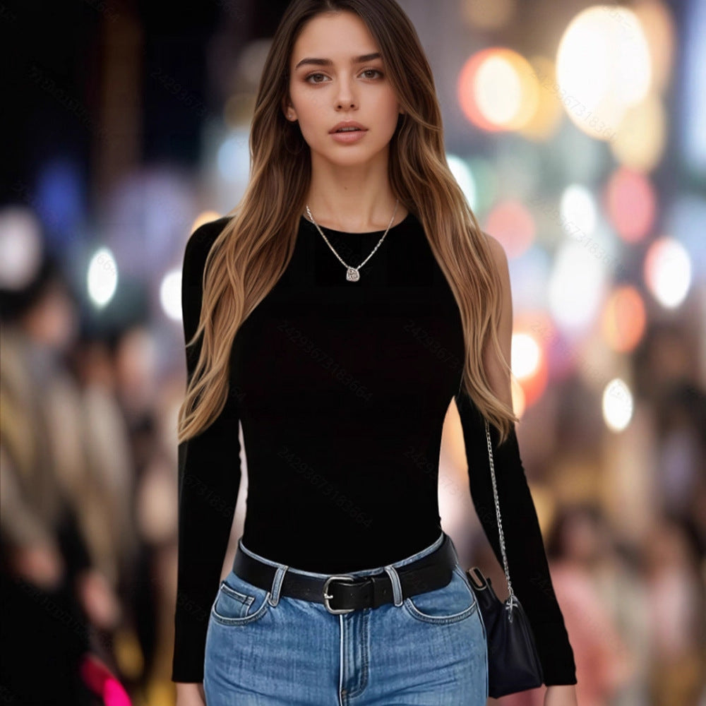 Ladies Solid Color Slim Bottoming Shirt