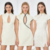 Contrast-color Hollow-out Bodycon Dress