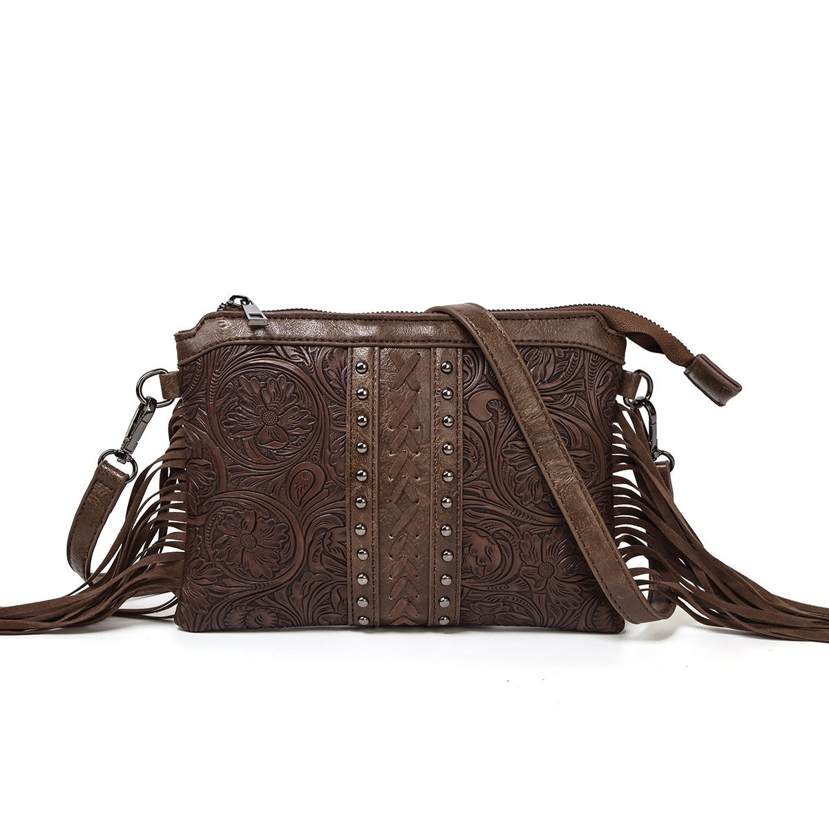 Bohemian-style Tassel Crossbody PU Leather Printed Women&