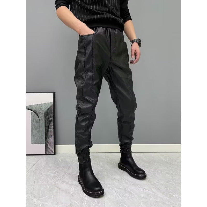 Black Motorcycle Takeaway Rider Windproof Warm Casual Pants With Cuffs