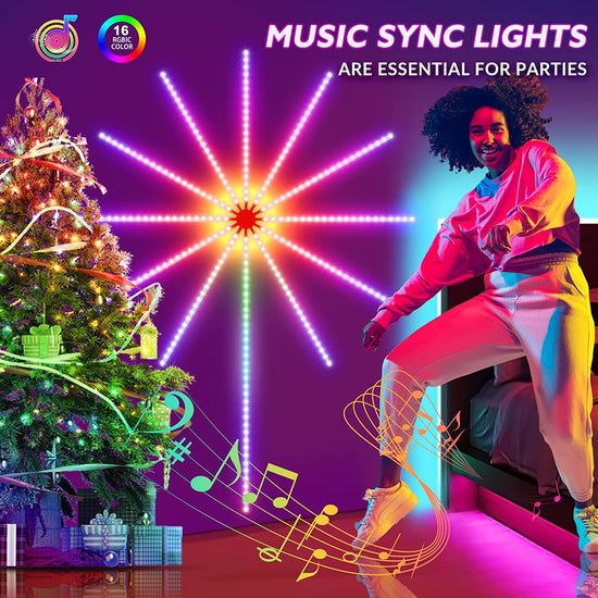 Firework Lights LED Strip Music Sound Sync Color Changing Remote Control LED Firework Light For Room Party TRENDFLOW