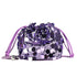 Bucket Bag With Mesh Patchwork Contrasting Colors Drawstring And Chain Strap TRENDFLOW