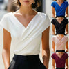 2026 European And American Amazon Cross-Border New Style Summer Elegant Slim-Fit Versatile Cross V-Neck Short-Sleeve Top For Women