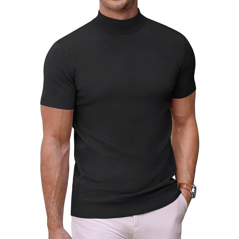 Men's Solid-color Turtleneck Short-sleeve Sweater