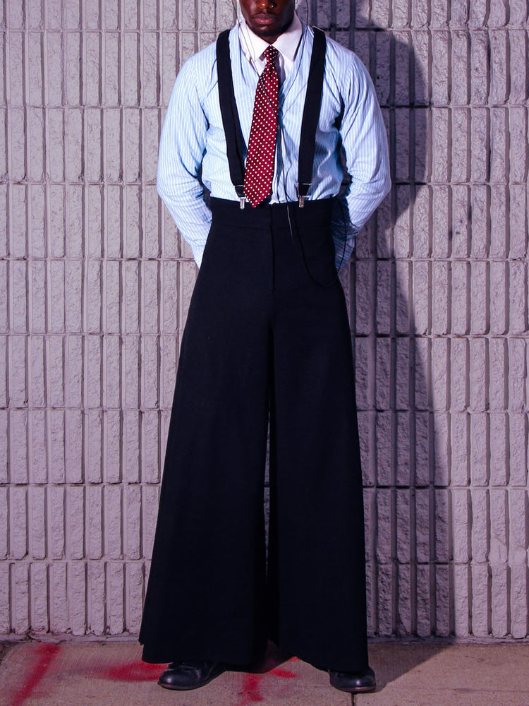 Black Oversized Suspender Wide Leg Pants TRENDFLOW