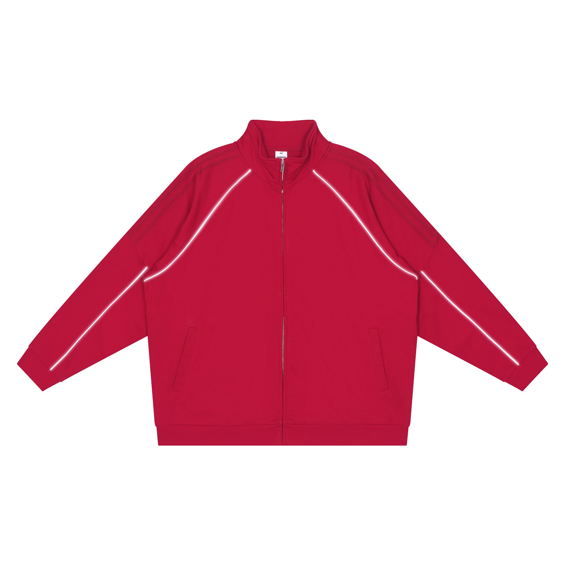 Men's Loose-Fit Cardigan With Reflective Stripes Sports Suit