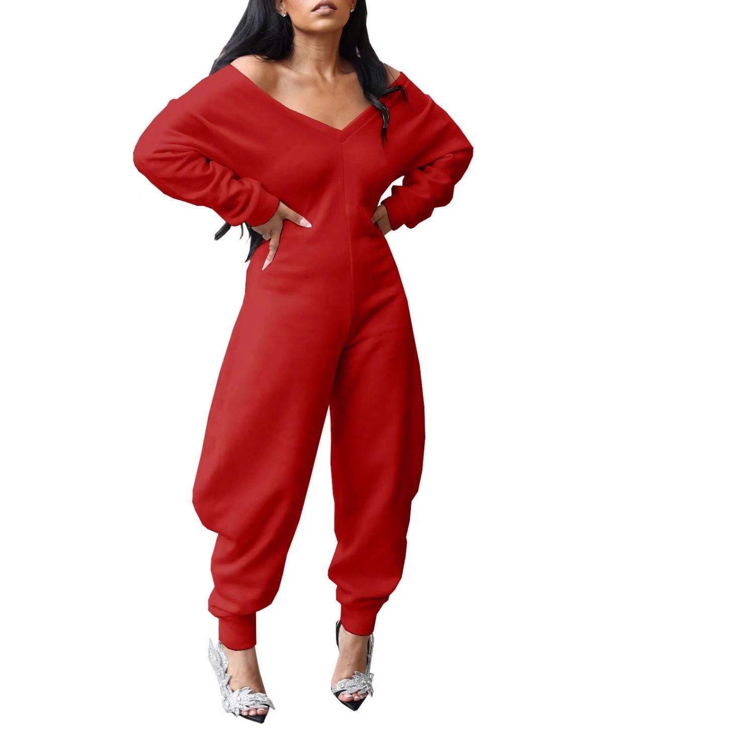 New Style European And American Women's Long-sleeve Athletic Hoodie Jumpsuit