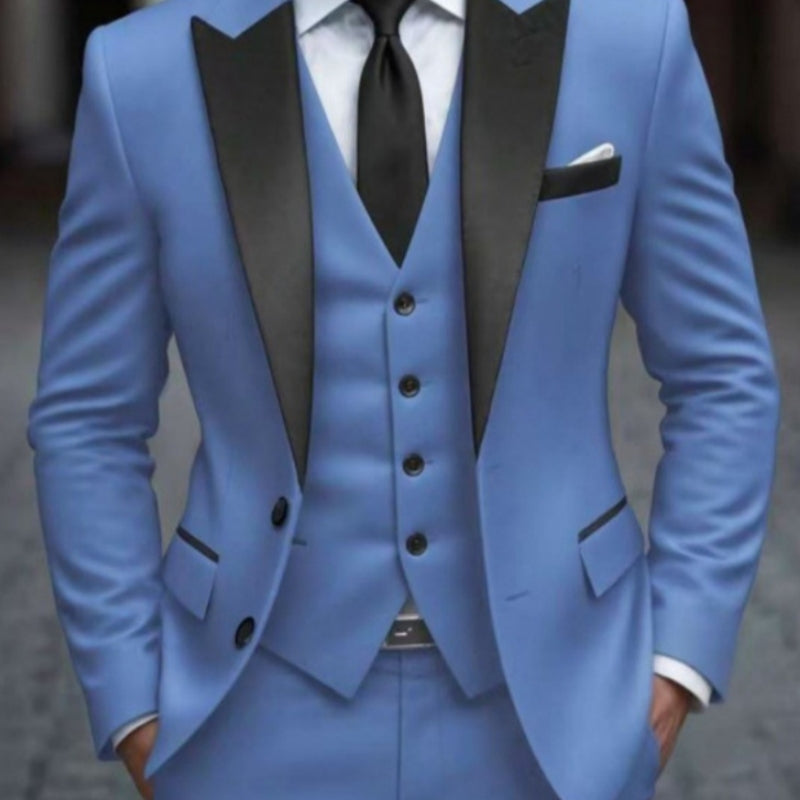 Men's Slim-fit Suit Jacket Three-piece Set