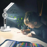 Foldable LED Table Light Eye Protection Multifunction Desk Lamp With Thermometer Calendar Fan Pen Holder Study Reading Fan Light TRENDFLOW
