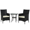 3 Pieces Rattan Bistro Set, Wicker Garden Furniture Set With 2-Tier Coffee Table And Chairs, Cushions, For Outdoor Patio Balcony, Black