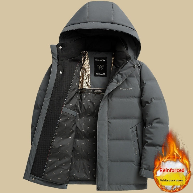 Middle-aged And Elderly Men's Winter Short Hooded Thick Warm Coat