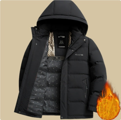 Middle-aged And Elderly Men's Winter Short Hooded Thick Warm Coat