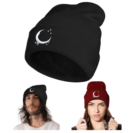 Amazon Embroidered Knitted Hat With Moon And Stars Design AutumnWinter Wool Hat TRENDFLOW