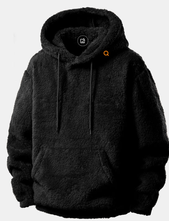 Solid-color Vintage Hooded Sweatshirt Winter Loungewear Arctic Fleece Top