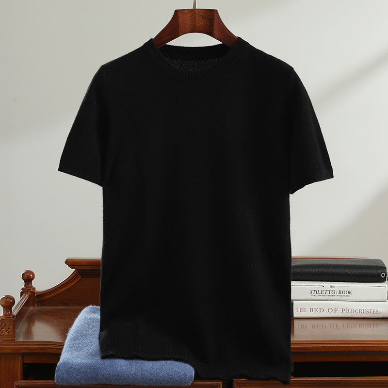 Men's Round Neck Simple Fashion Business Versatile Short Sleeve Sweater