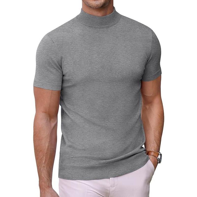Men's Solid-color Turtleneck Short-sleeve Sweater