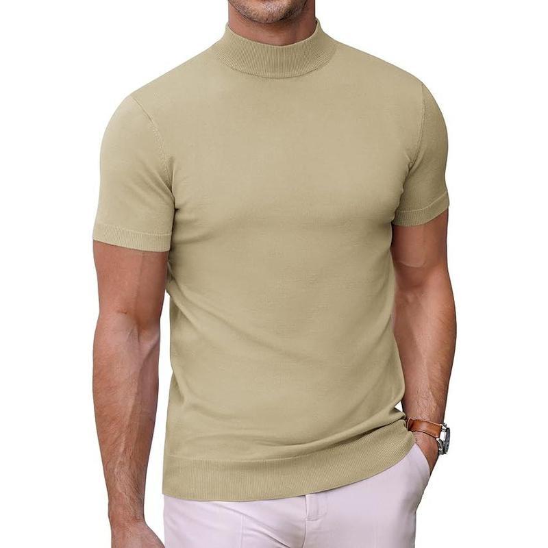 Men's Solid-color Turtleneck Short-sleeve Sweater