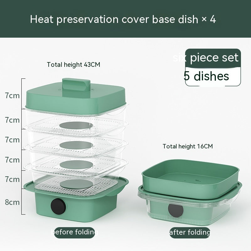Multi-layer Dish Cover Heat Preservation Kitchen Cover Dining Table Leftover Storage Box Transparent Stack Cooking Hood Steamer TRENDFLOW