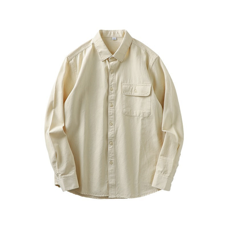 Men's Pocketed High-End Cotton White Shirt