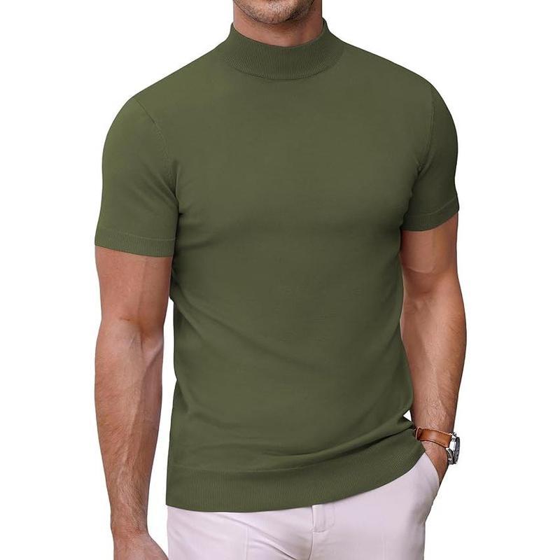 Men's Solid-color Turtleneck Short-sleeve Sweater