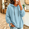New Autumnwinter Solid-color Drawstring Hooded Long-sleeve Sweatshirt For Women