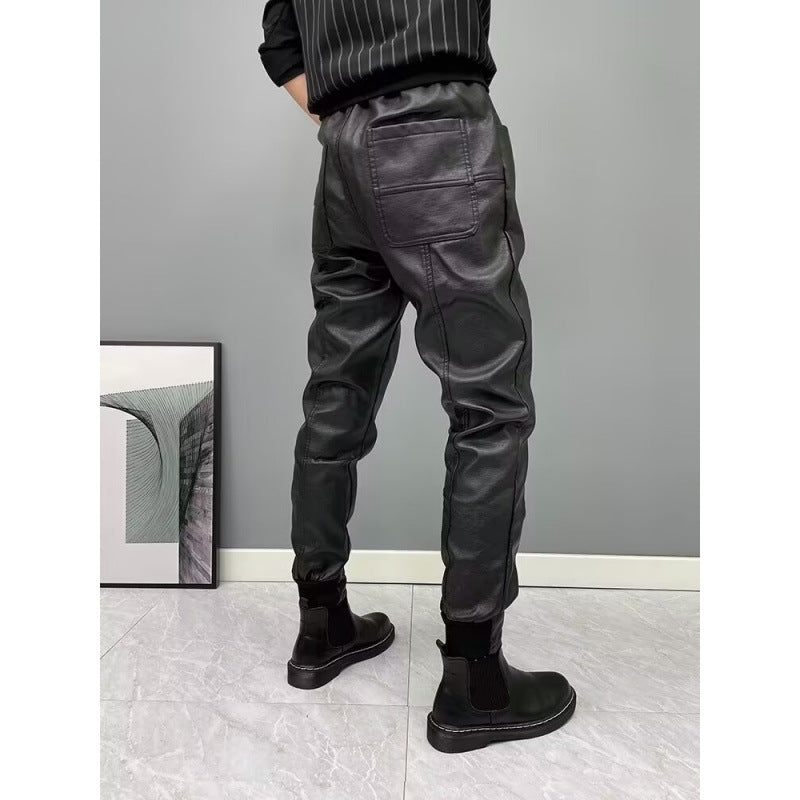 Black Motorcycle Takeaway Rider Windproof Warm Casual Pants With Cuffs