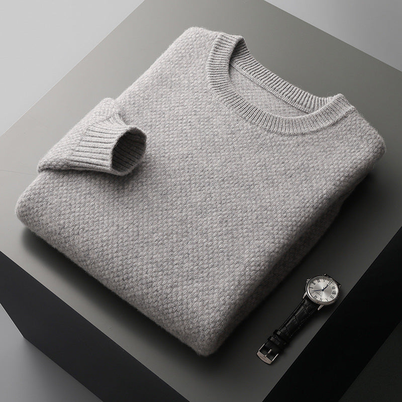 Round-neck Pullover Jacquard Solid-color Knit Base Sweater TRENDFLOW