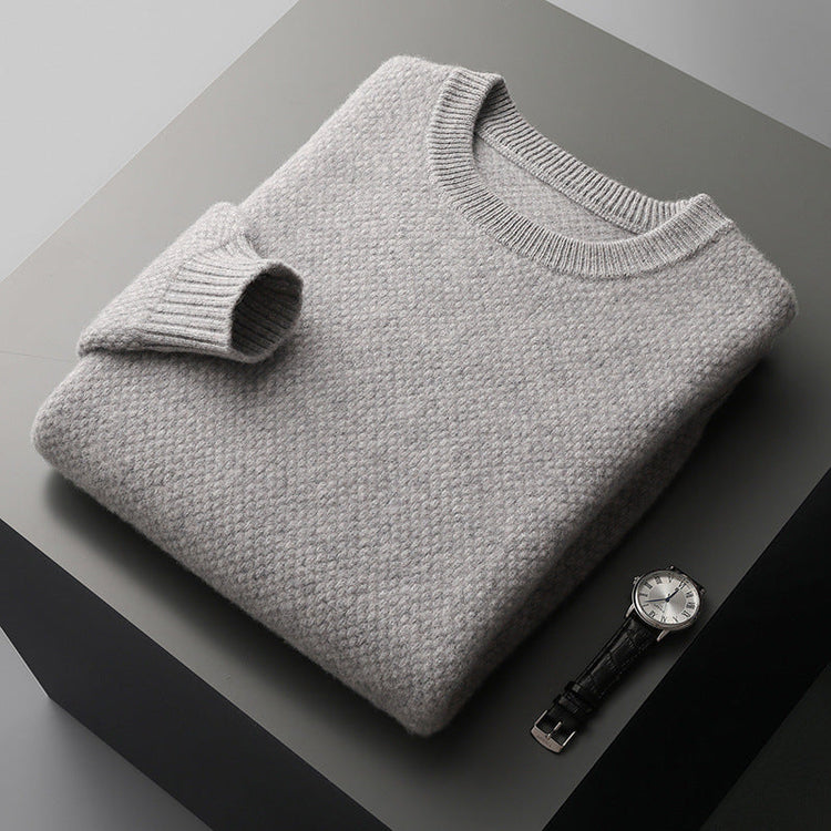 Round-neck Pullover Jacquard Solid-color Knit Base Sweater TRENDFLOW