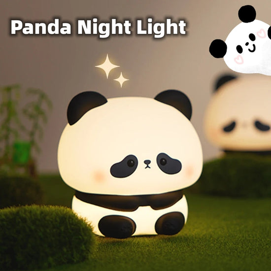 Panda LED Night Light Cute Silicone Night Light USB Rechargeable Touch Night Lamp Bedroom Timing Lamp Decoration Children&