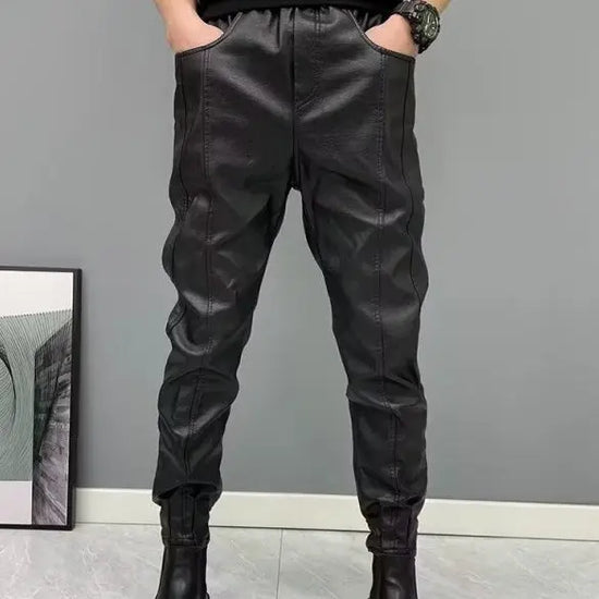 Black Motorcycle Takeaway Rider Windproof Warm Casual Pants With Cuffs TRENDFLOW