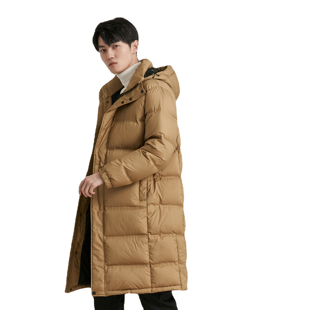 Solid Color Hat Man Mid-length Thickened Coat