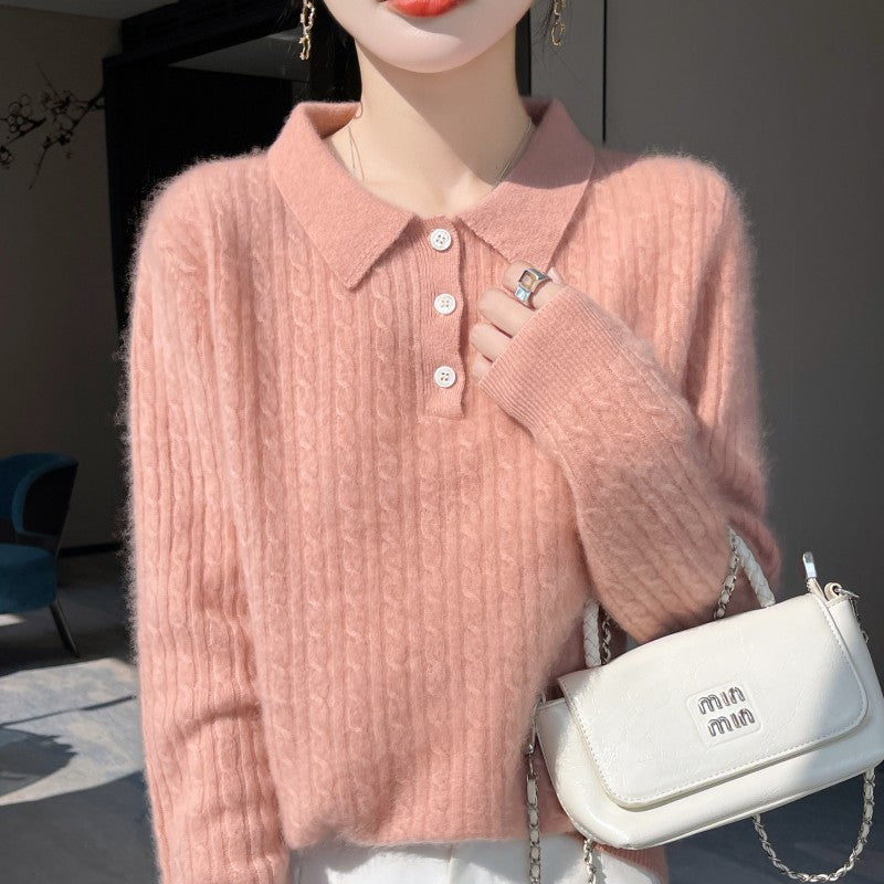 Women's Ribbed-knit Loose-fitting Thickened Sweater All-match Top