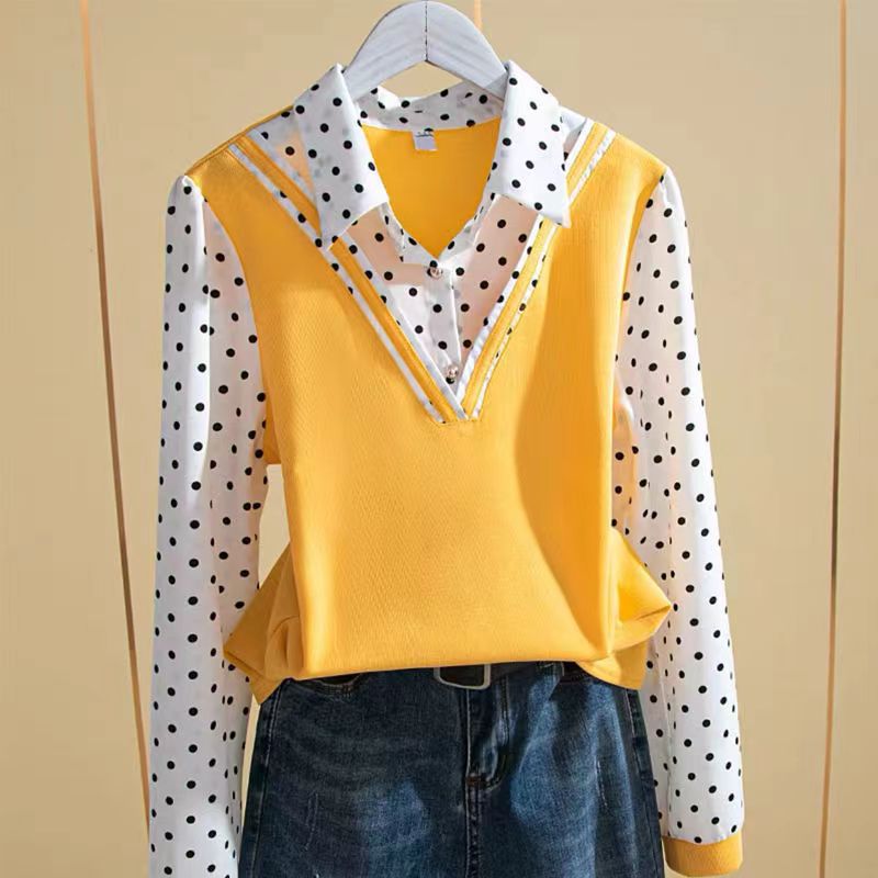 Fake Two-piece Student Base Shirt Plus-size Top