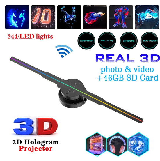 Led Luminous Sign Light Holographic Projector Diy Fan Screen Video Picture 3d Holographic Light Holiday Decoration TRENDFLOW