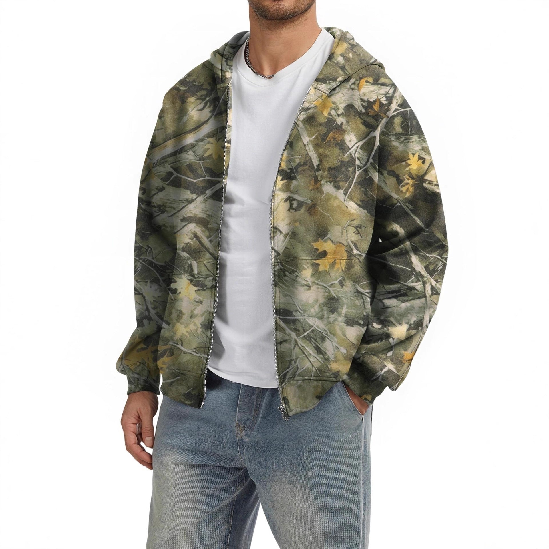 Men's Camouflage Zip-Up Hoodie Coat