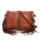 Bohemian-style Tassel Crossbody PU Leather Printed Women&