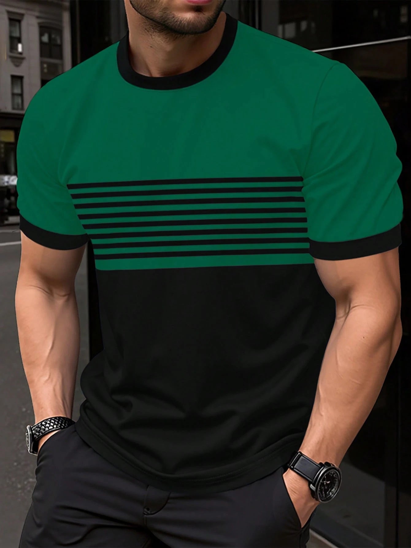 Fashionable And Minimalist Men's Crew-neck Casual Short-sleeve Shirt
