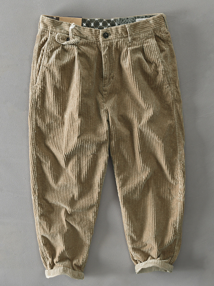Retro Corduroy Loose-fit Trendy Workwear Casual Pants